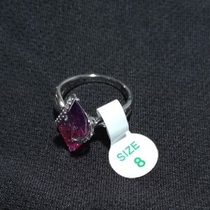 Elegant Silver Ring with Purple and Pink Gemstone